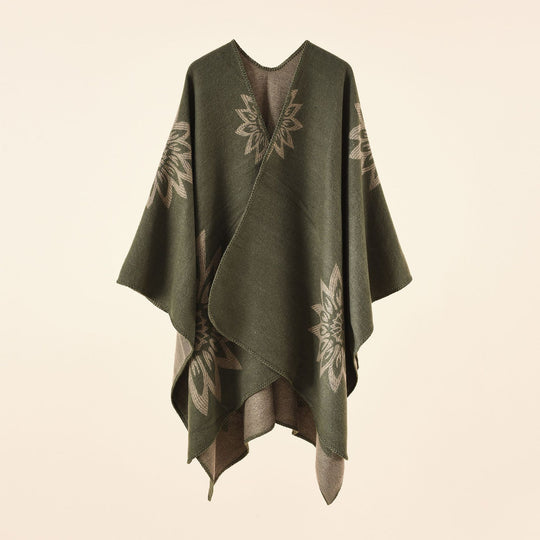 Damen Oversize‑Umhang im Wendefinish mit floraler Intarsienstickerei Shop Nory