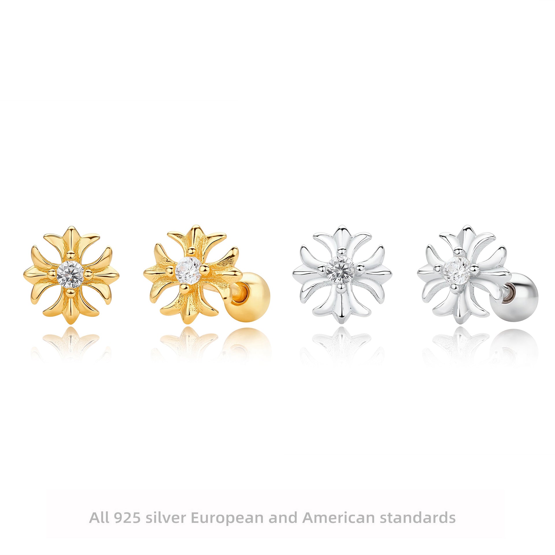 Damen Ohrringe mit floralen Motiv aus hochwertigem 925 Sterling Silber Shop Nory