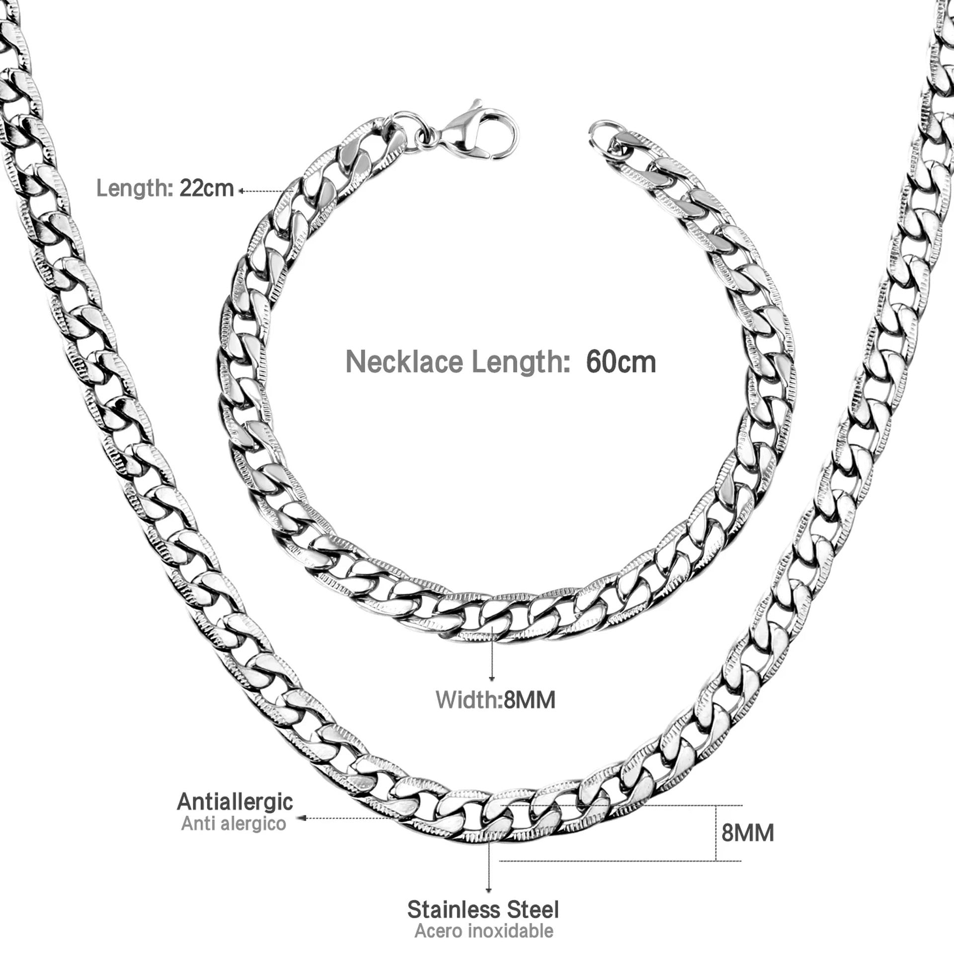 Damen Edelstahl Halskette mit massivem Gliederdesign und antiallergischer Beschichtung Shop Nory