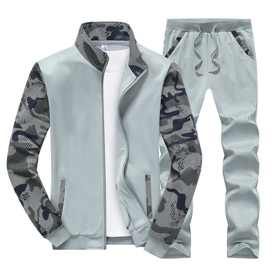 Herren Sportives Trainingsanzug-Set aus Funktionssoftshell mit Camouflage-Ärmeln und regulierbarer Joggerhose Shop Nory