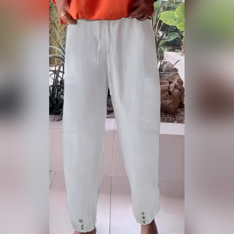Damen Cargo-Jogginghose mit Kordelzug, aufgesetzten Taschen und Knopfmanschetten Shop Nory