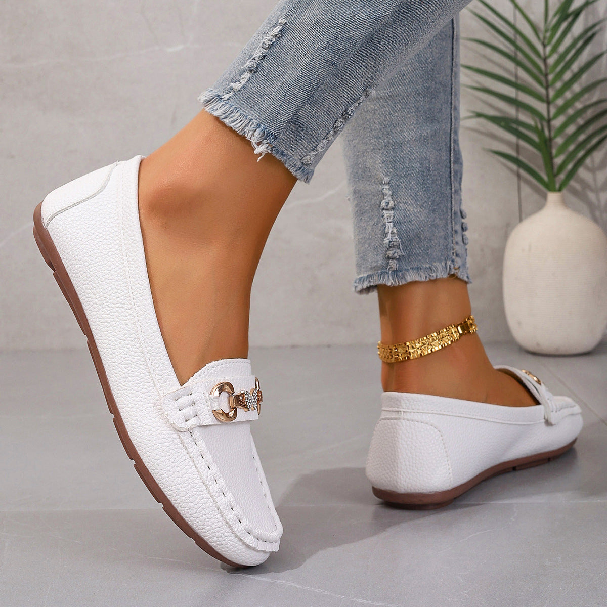 Damen Mokassins mit stylischem Schnallen-Detail Shopnory