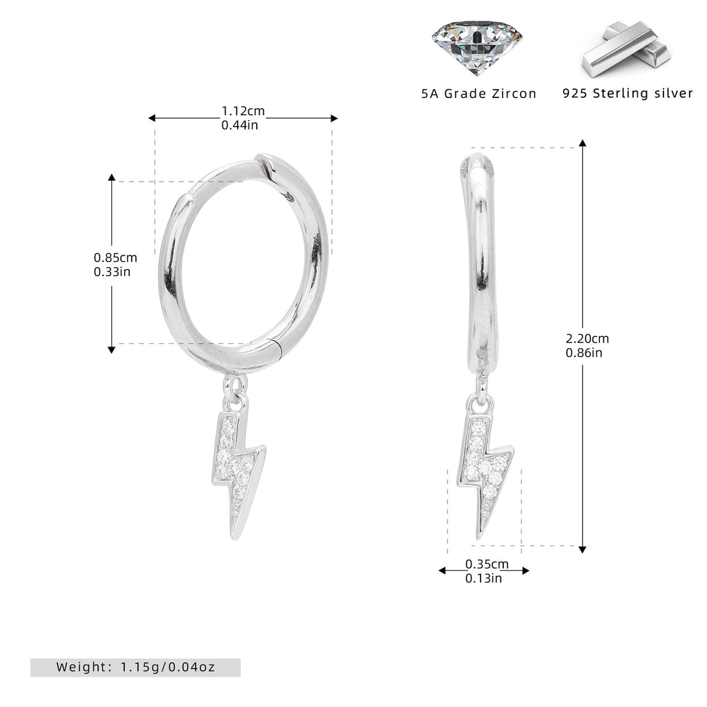 Damen Ohrhänger mit zeitgenössischem Blitzdesign aus 925 Sterling Silber Shop Nory
