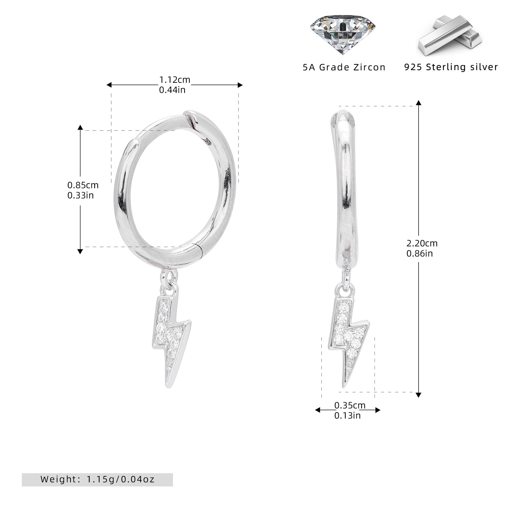 Damen Ohrhänger mit zeitgenössischem Blitzdesign aus 925 Sterling Silber Shop Nory