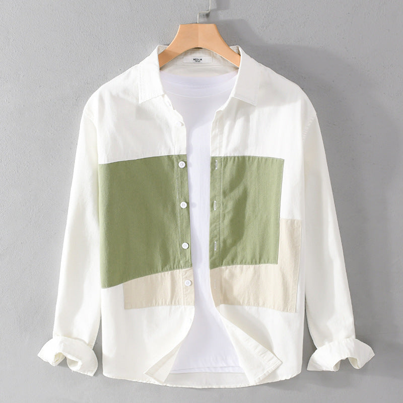 Herren Baumwoll-Overshirt mit farbigen Blockpaneelen und Kentkragen Shop Nory