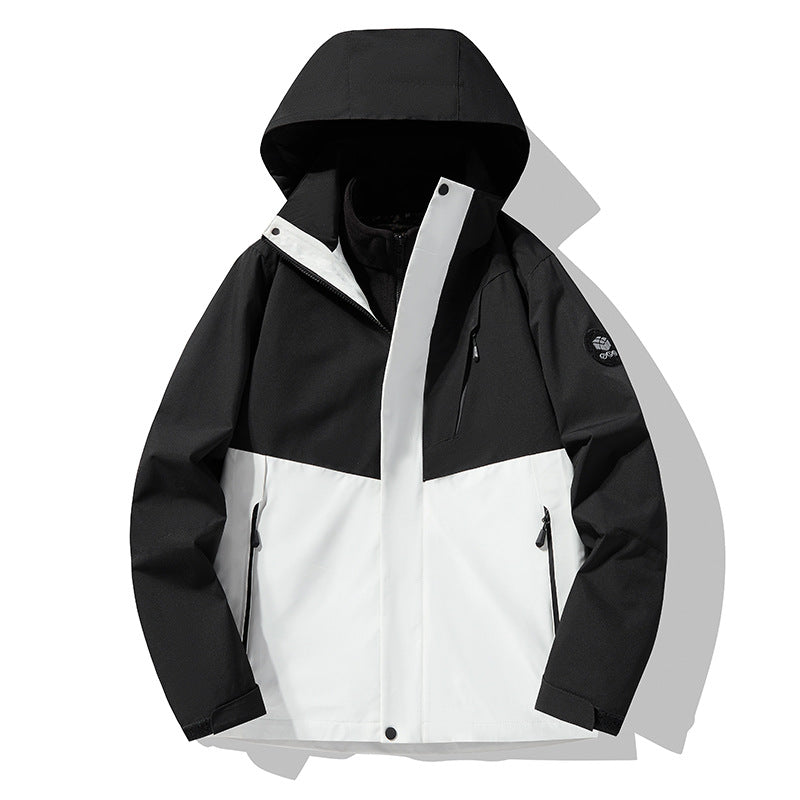 Herren dreilagige atmungsaktive Softshell-Trekkingjacke mit integriertem Fleecekragen und verstellbarer Kapuze Shop Nory