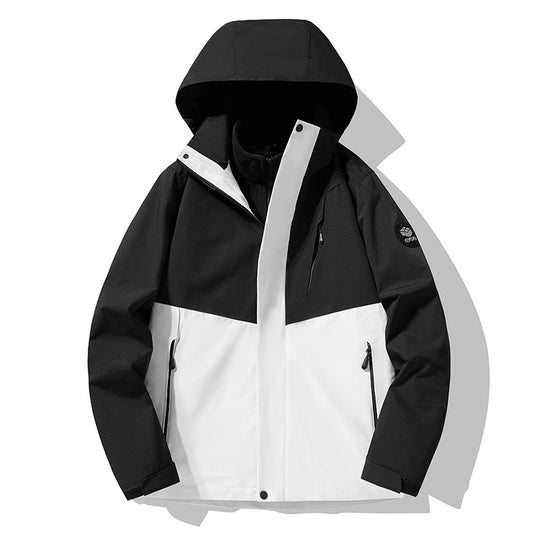 Herren dreilagige atmungsaktive Softshell-Trekkingjacke mit integriertem Fleecekragen und verstellbarer Kapuze Shop Nory