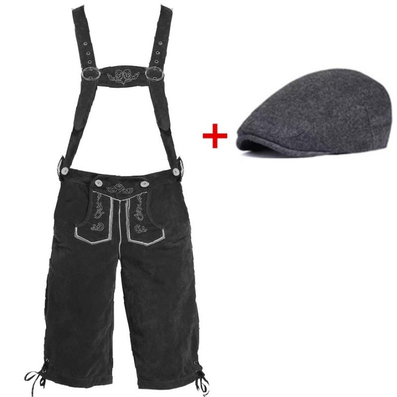 Herren nan traditionelle Trachtenlederhose mit verstellbaren Trägern und Trachtenhut Shop Nory