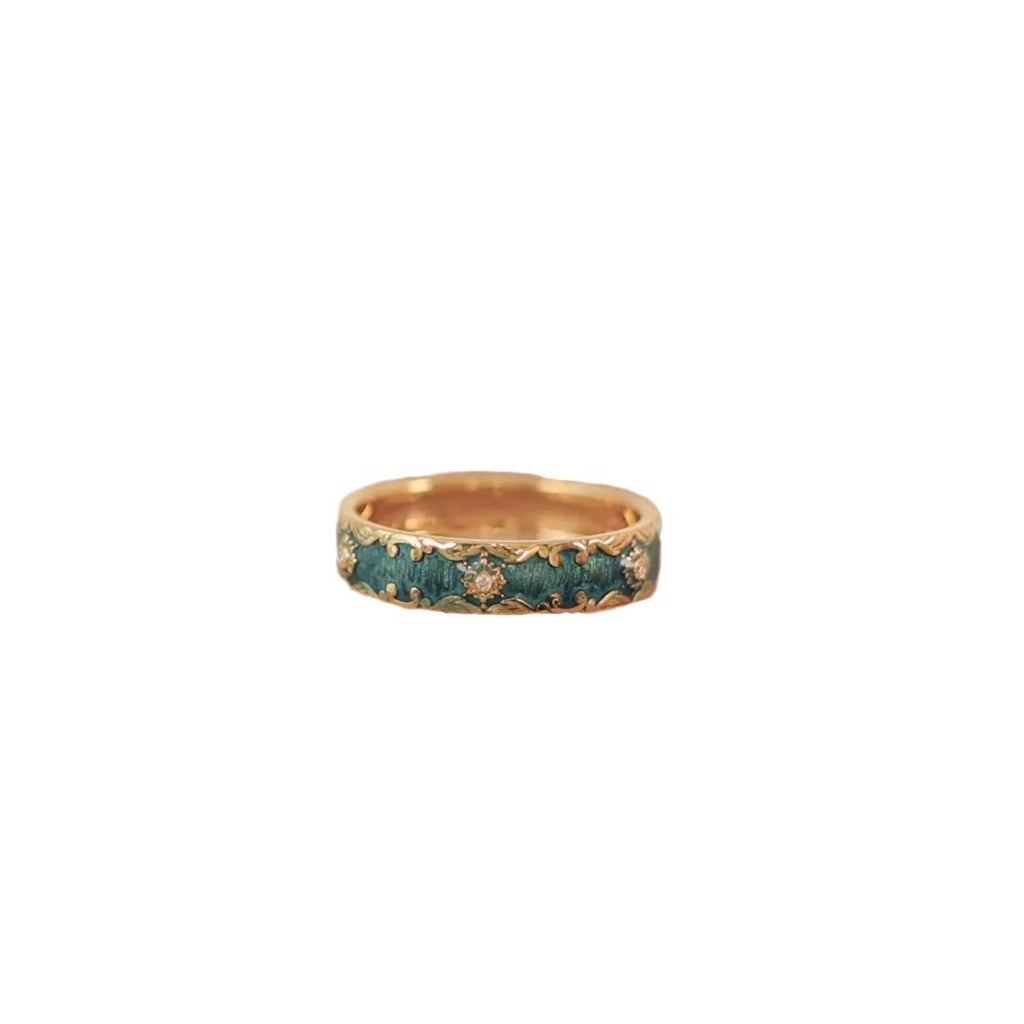 Damen filigraner Schmuckring mit kunstvollem Gold-Design und edlen Ziersteinen Shop Nory