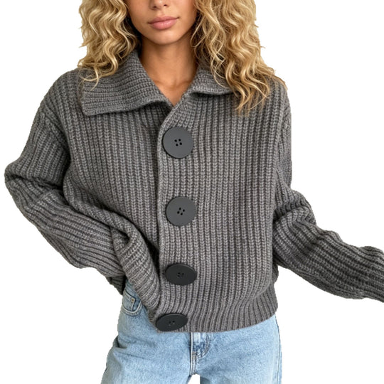 Damen Grobstrick-Cardigan mit breitem Umlegekragen Shop Nory