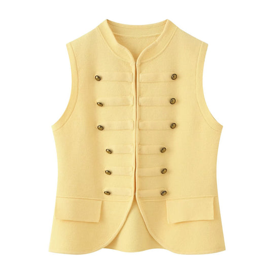 Damen Militärinspirierte Bouclé‑Weste mit Stehkragen und Zierknöpfen Shop Nory