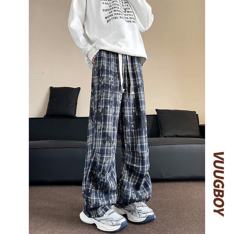 Herren weite karierte Flanellhose mit Kordelzug im Baggy-Schnitt Shop Nory