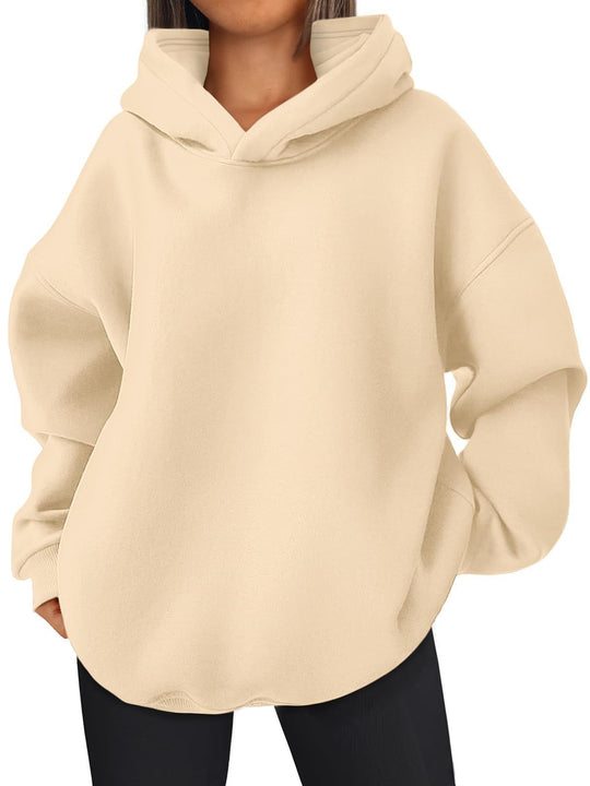 Damen nan kastiger Kapuzenpullover mit doppellagiger Kapuze, überschnittener Schulter und längerem Rückenteil Shop Nory