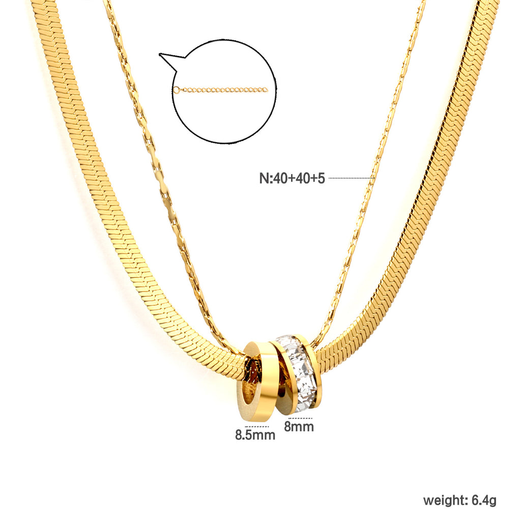Damen Halskette mit zwei eleganten Glieder-Designs und funkelndem Anhänger Shop Nory