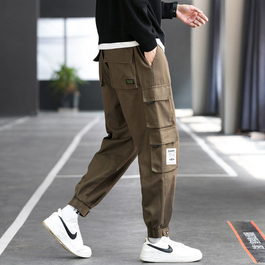 Herren Cargo-Joggerhose mit mehreren aufgesetzten Taschen, elastischem Bund und gekräuselten Knöcheln Shop Nory