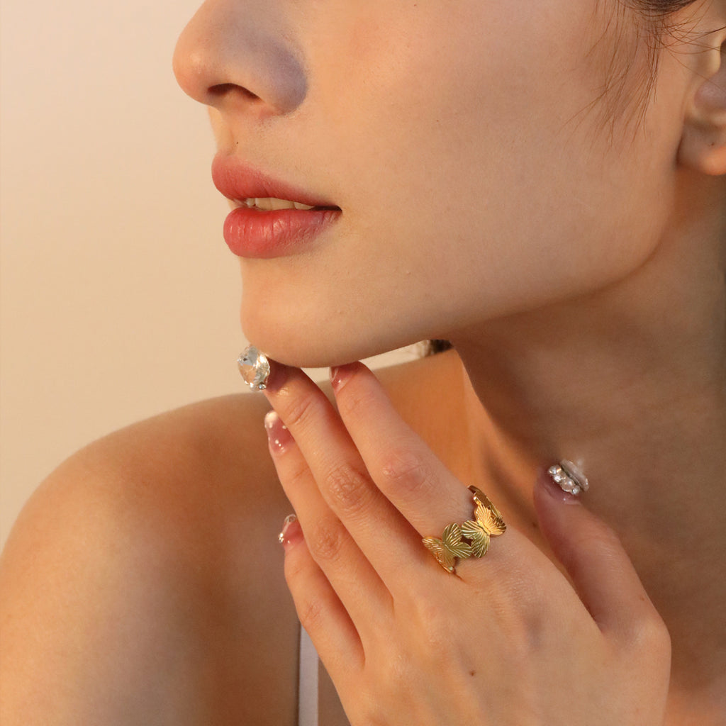 Damen Ring im floralen Design mit verstellbarer Größe Shop Nory