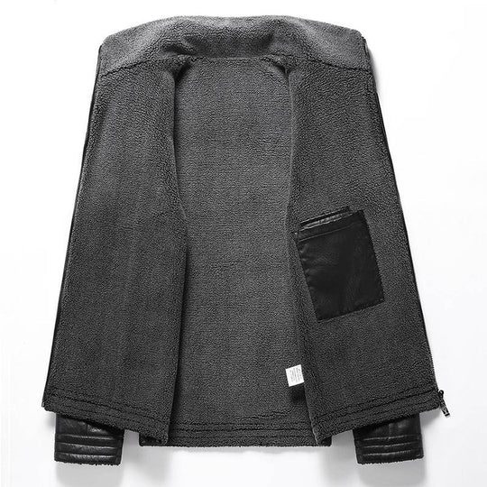 Herren Elegante Kunstlederjacke mit hohem Kragen Shop Nory