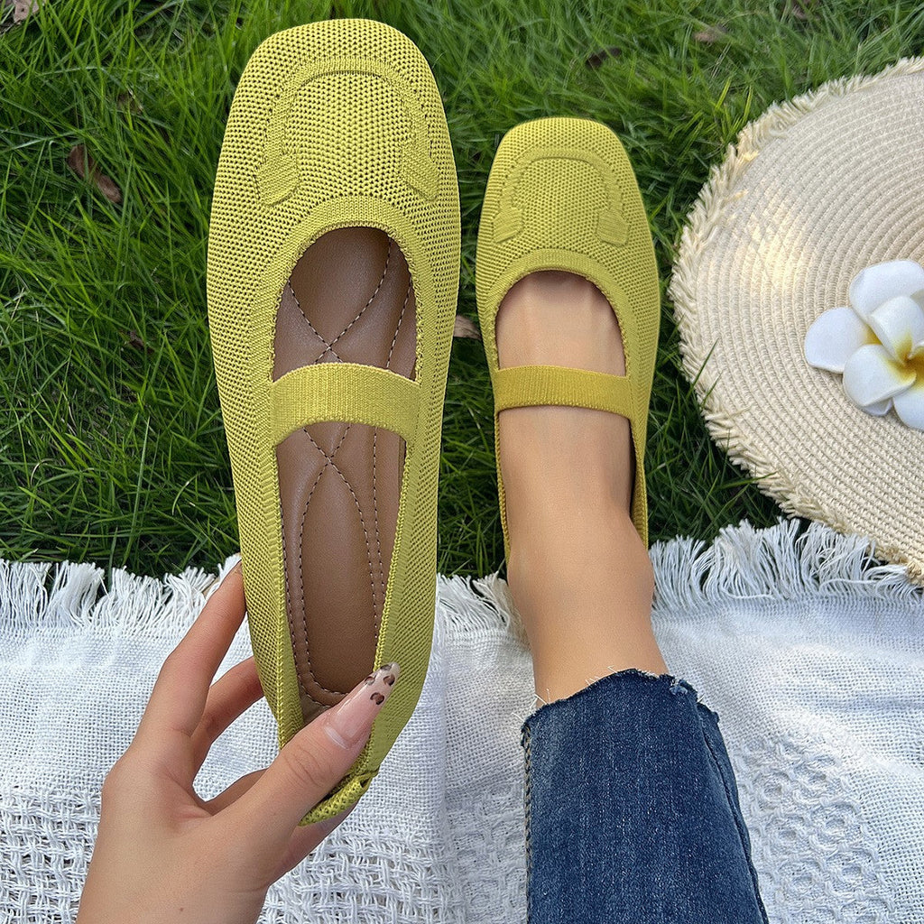 Damen Ballerinas mit elastischem Riemen und komfortablem Fußbett