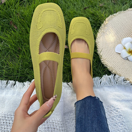 Damen Ballerinas mit elastischem Riemen und komfortablem Fußbett