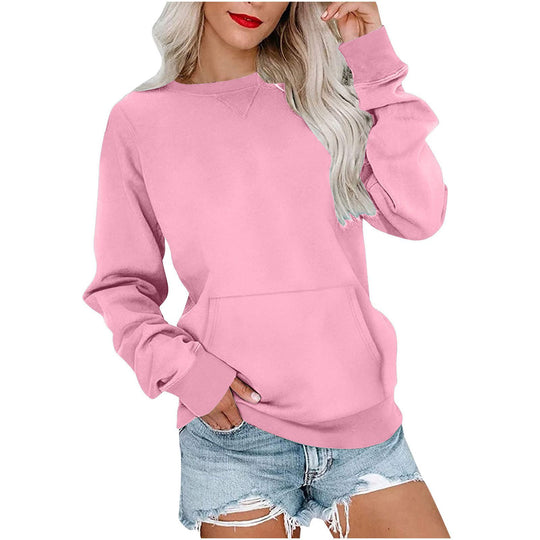 Damen Lockeres Sweatshirt mit Rundhalsausschnitt und Kängurutasche Shop Nory