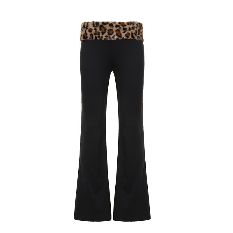 Damen nan schulterfreies Crop-Top mit kunstfellkragen und Manschetten im Leopardenmuster Shop Nory