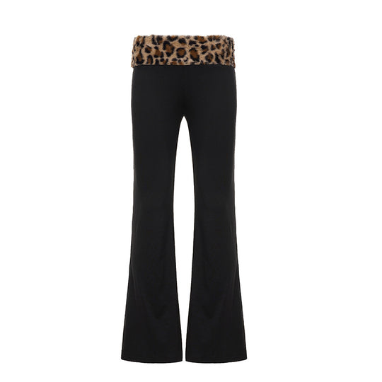 Damen nan schulterfreies Crop-Top mit kunstfellkragen und Manschetten im Leopardenmuster Shop Nory