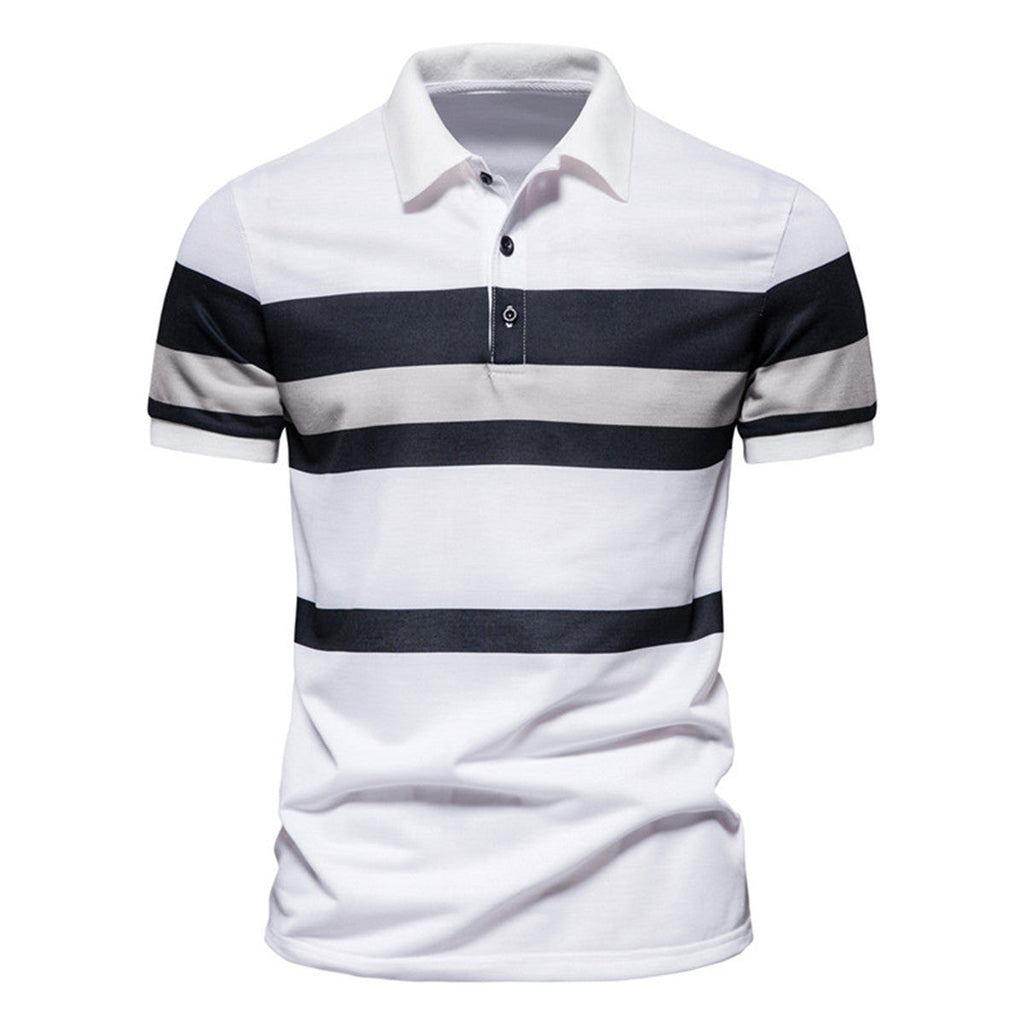 Herren Poloshirt mit modernem Streifenmuster und atmungsaktiver Baumwolle
