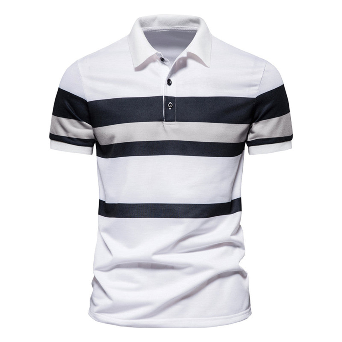 Herren Poloshirt mit modernem Streifenmuster und atmungsaktiver Baumwolle