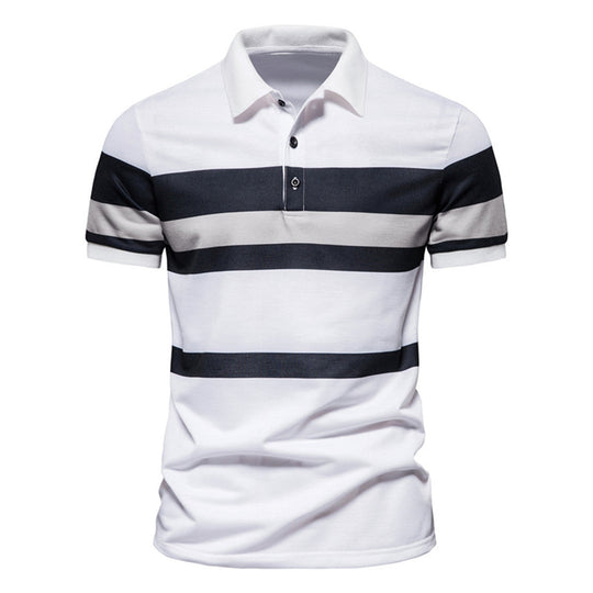 Herren Poloshirt mit modernem Streifenmuster und atmungsaktiver Baumwolle