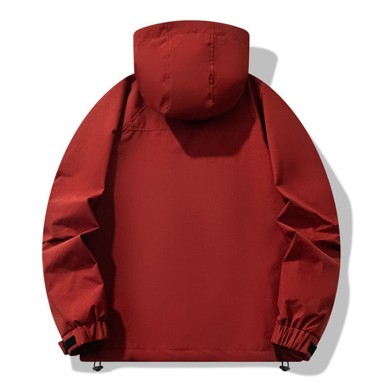 Herren wasserabweisende Outdoor-Jacke mit verstellbarer Kapuze und funktionalen Reißverschlusstaschen