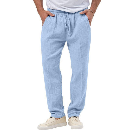 Herren nan entspannte Baumwoll-Musselin-Hose mit elastischem Tunnelzugbund und geradem Bein Shop Nory