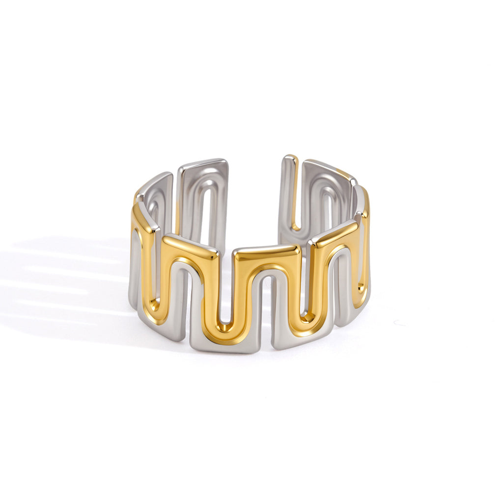 Damen Offenes Armband mit modernem Wellen-Design aus hypoallergenem Edelstahl Shop Nory