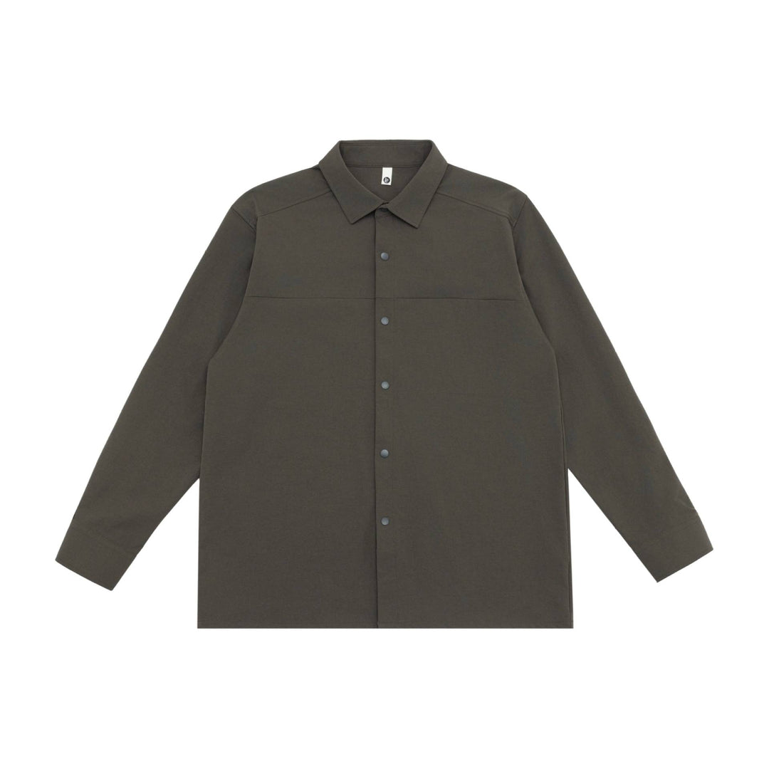 Unisex Longline-Hemdjacke im Boxy-Schnitt aus schwerer Sweatqualität mit verdeckter Druckknopfleiste Shop Nory