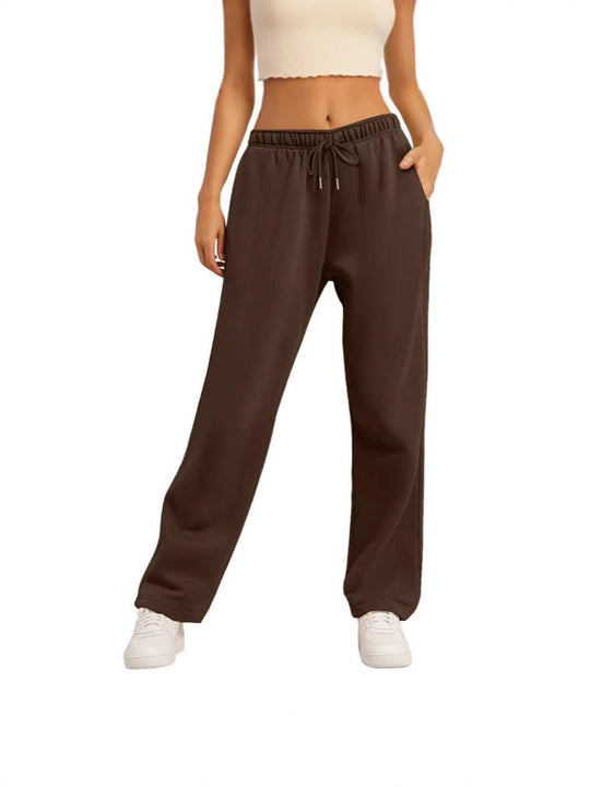 Damen nan weite High‑Waist Loungewear‑Jogginghose mit elastischem Bund Kordelzug und Seitentaschen Shop Nory