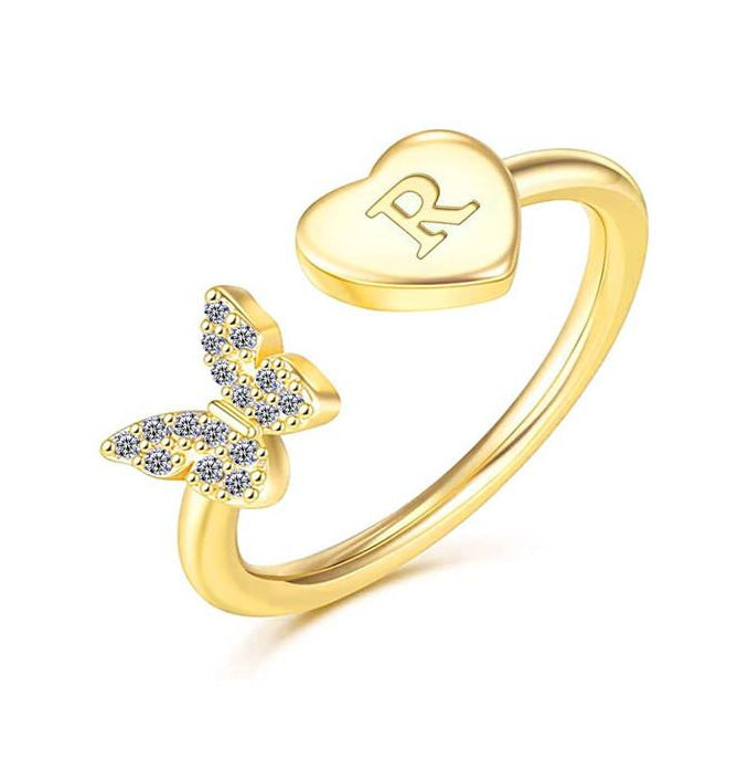 Damen Ring mit Schmetterlingsdesign und Herzmotiv Shop Nory