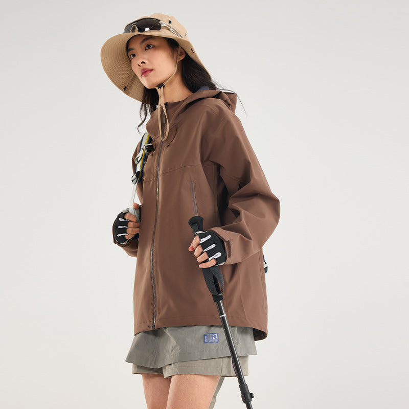 Damen Leichte technische Regenjacke im Oversize-Utility-Schnitt mit verstellbarer Kapuze Shop Nory