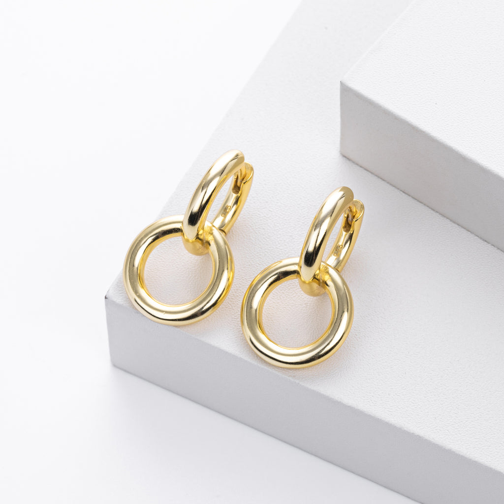Damen Creolen mit doppeltem Ringdesign aus hochwertigem 925 Sterling Silber Shop Nory