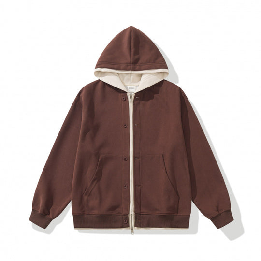 Unisex Oversize-Kapuzenjacke mit Doppelverschluss, Fleece-Innenfutter und Kängurutaschen Shop Nory