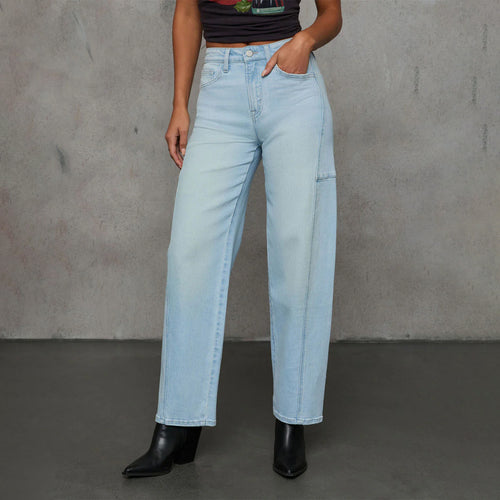Damen High-Waist Jeans in weiter Beinform mit seitlicher Tasche Shop Nory