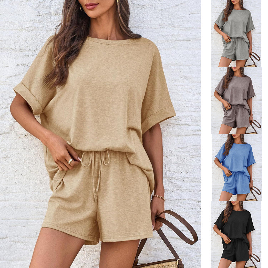Damen lässiges Freizeit-Set mit oversize T-Shirt und Shorts
