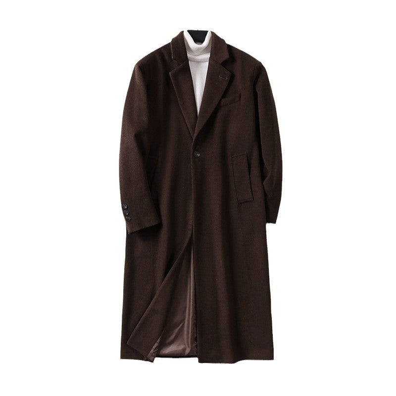 Herren Eleganter Longcoat aus Wollmix mit schmaler Silhouette und Ein-Knopf‑Verschluss Shop Nory