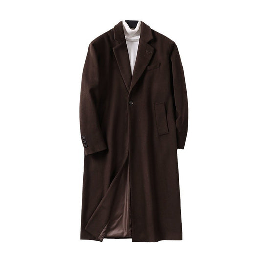 Herren Eleganter Longcoat aus Wollmix mit schmaler Silhouette und Ein-Knopf‑Verschluss Shop Nory