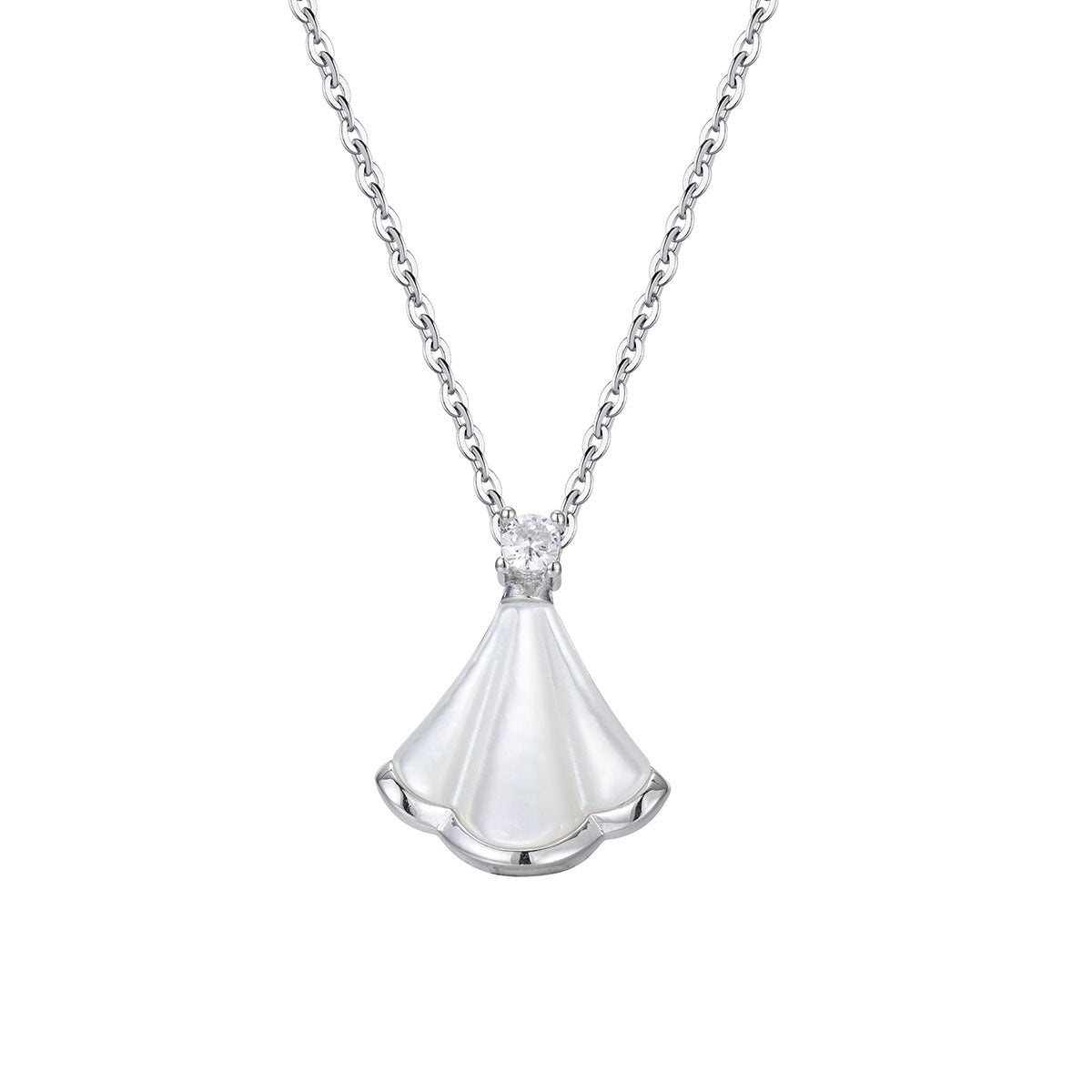 Damen elegante Halskette mit Muschel-Anhänger und funkelndem Zirkonia Shop Nory