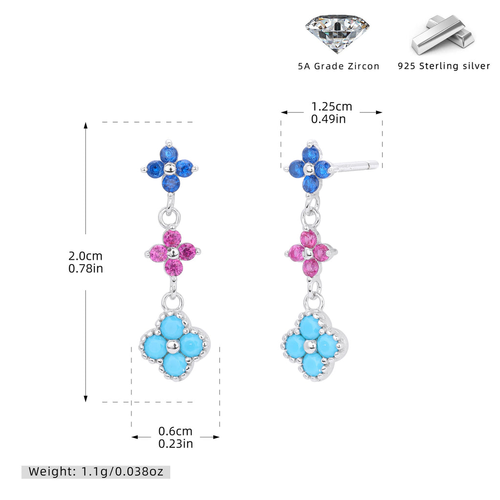 Damen Ohrhänger mit funkelnden Zirkonblüten aus hochwertigem 925 Sterlingsilber Shop Nory