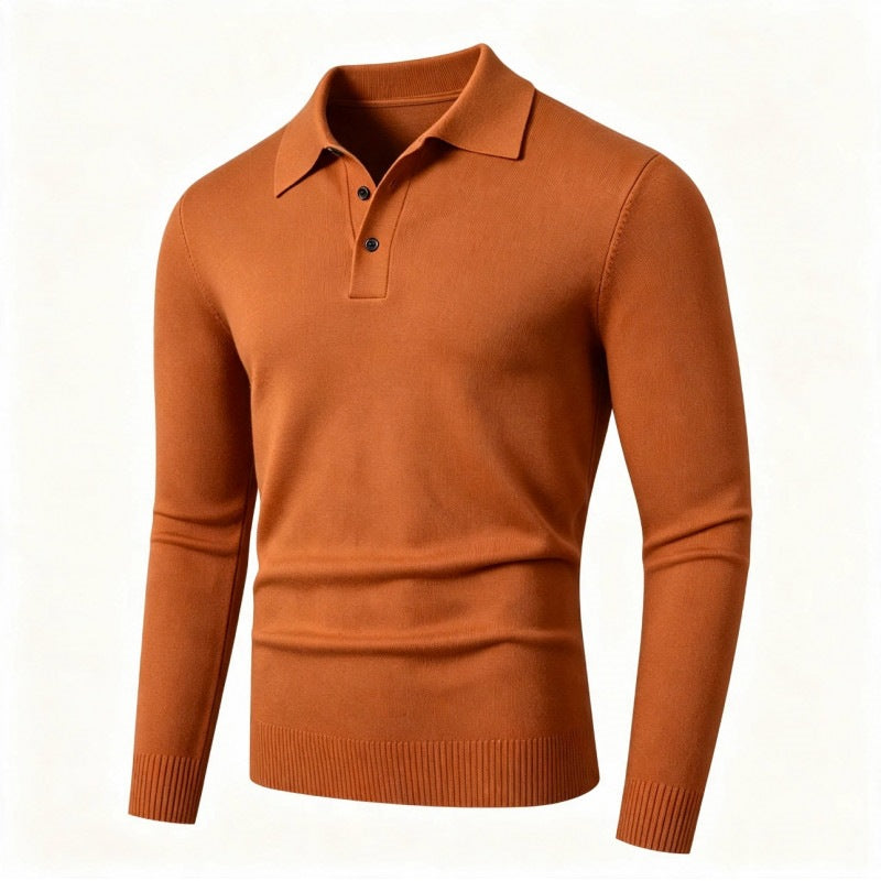 Herren Feinstrick-Poloshirt mit langem Arm und Dreiknopfleiste Shop Nory