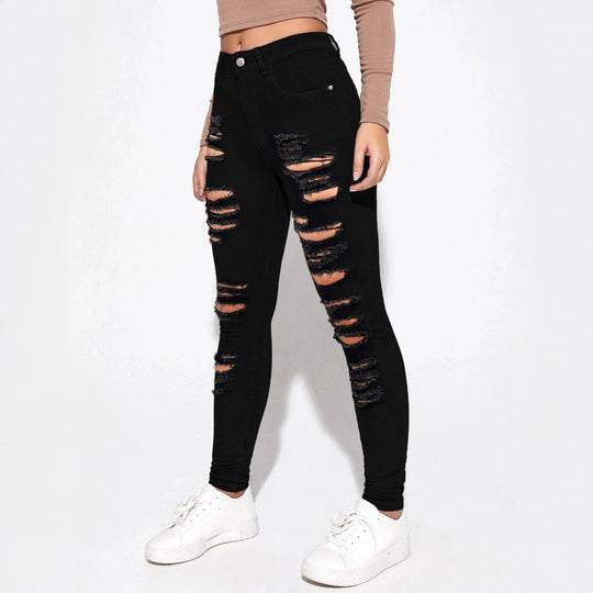 Damen Hochtaillierte Superstretch-Jeans im Skinny-Fit mit ausgeprägten Destroy-Rissen Shop Nory