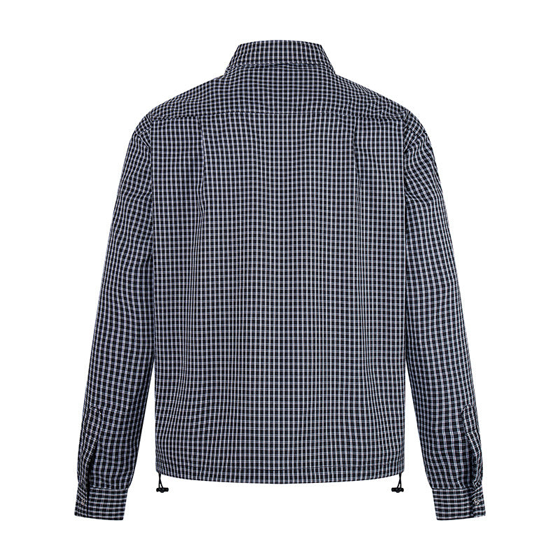 Herren kariertes Hemd mit durchgehender Knopfleiste, verstellbarem Saum und Kentkragen Shop Nory