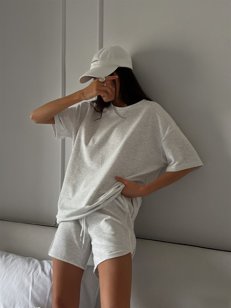 Damen lässiges T-Shirt und Shorts-Set mit lockerer Passform
