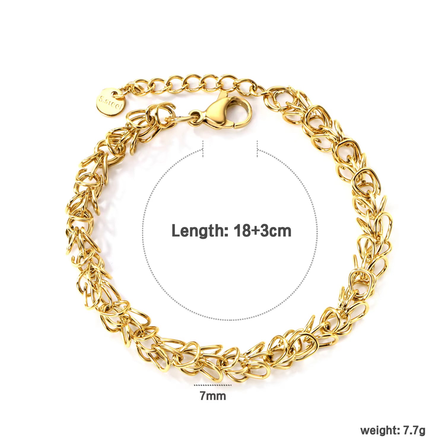 Damen trendiges Gliederarmband aus hochwertigem Edelstahl mit verstellbarem Verschluss Shop Nory