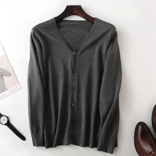 Herren Feiner V‑Ausschnitt-Cardigan aus leichtem Feinstrick mit geripptem Saum Shop Nory
